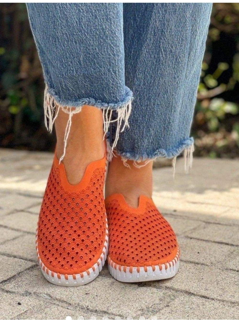 New NWOB Ilse Jacobsen Orange Perforated Slip-On Loafers Sz 41 10